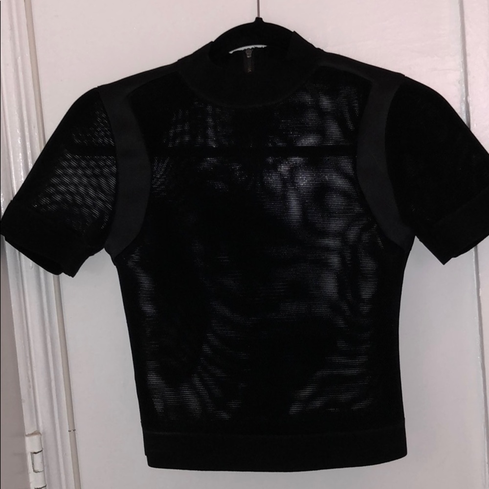 Mesh crop top by Halston heritage